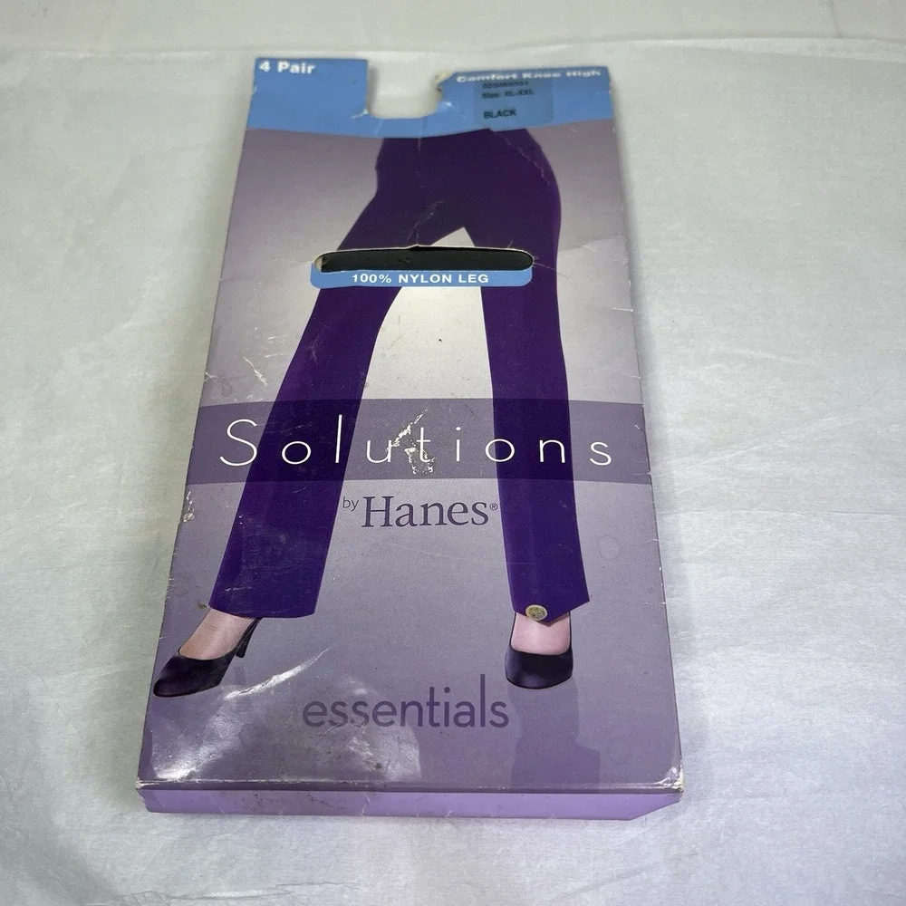 Hanes Solutions Comfort Knee High - 4 Pair - Size‎ XL-XXL - Black